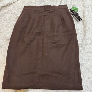 Vintage Intriguing Threads Midi Skirt Size 16 Brown Wool USA NWT